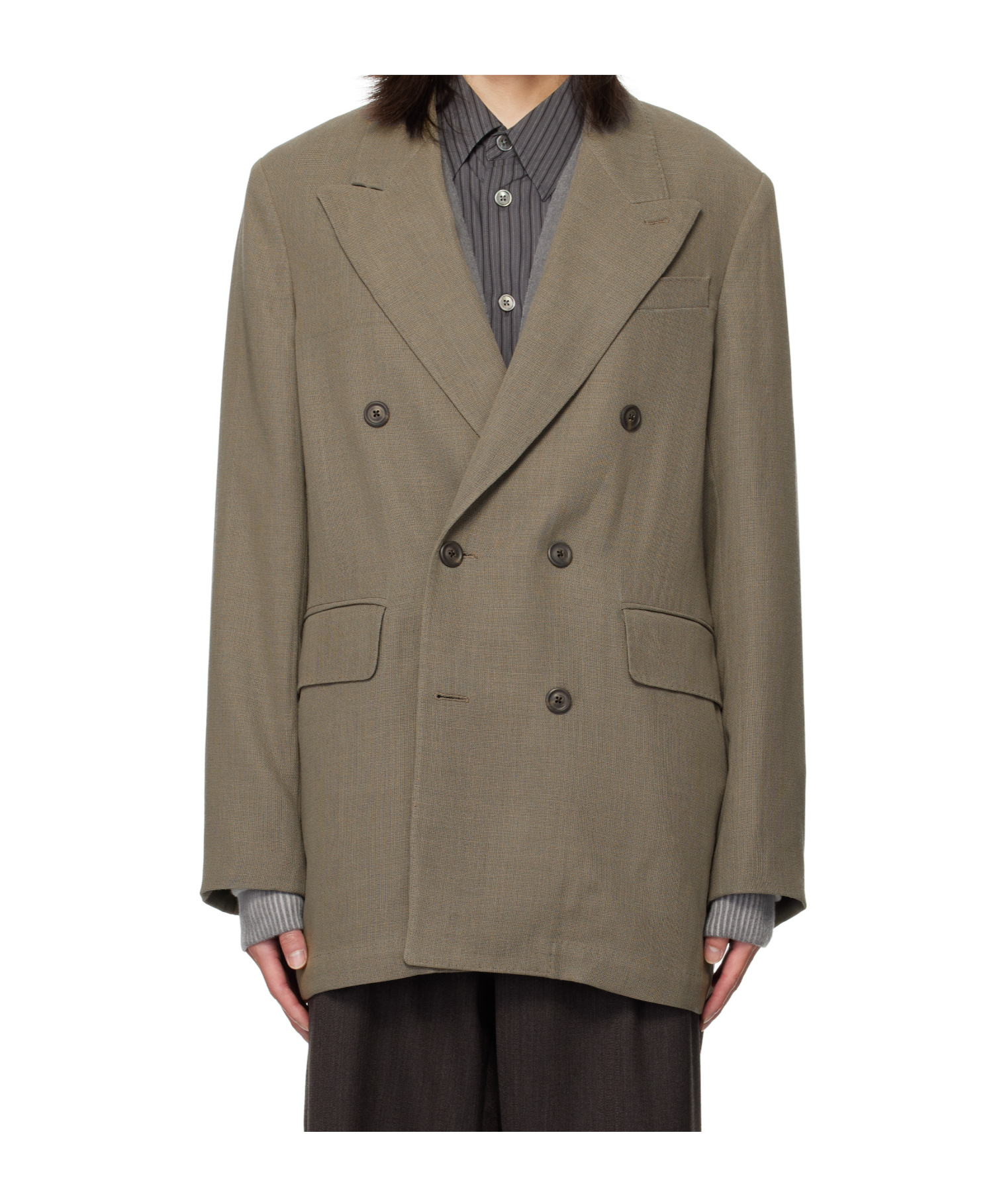 Our Legacy Gray Sharp Db Blazer In Green