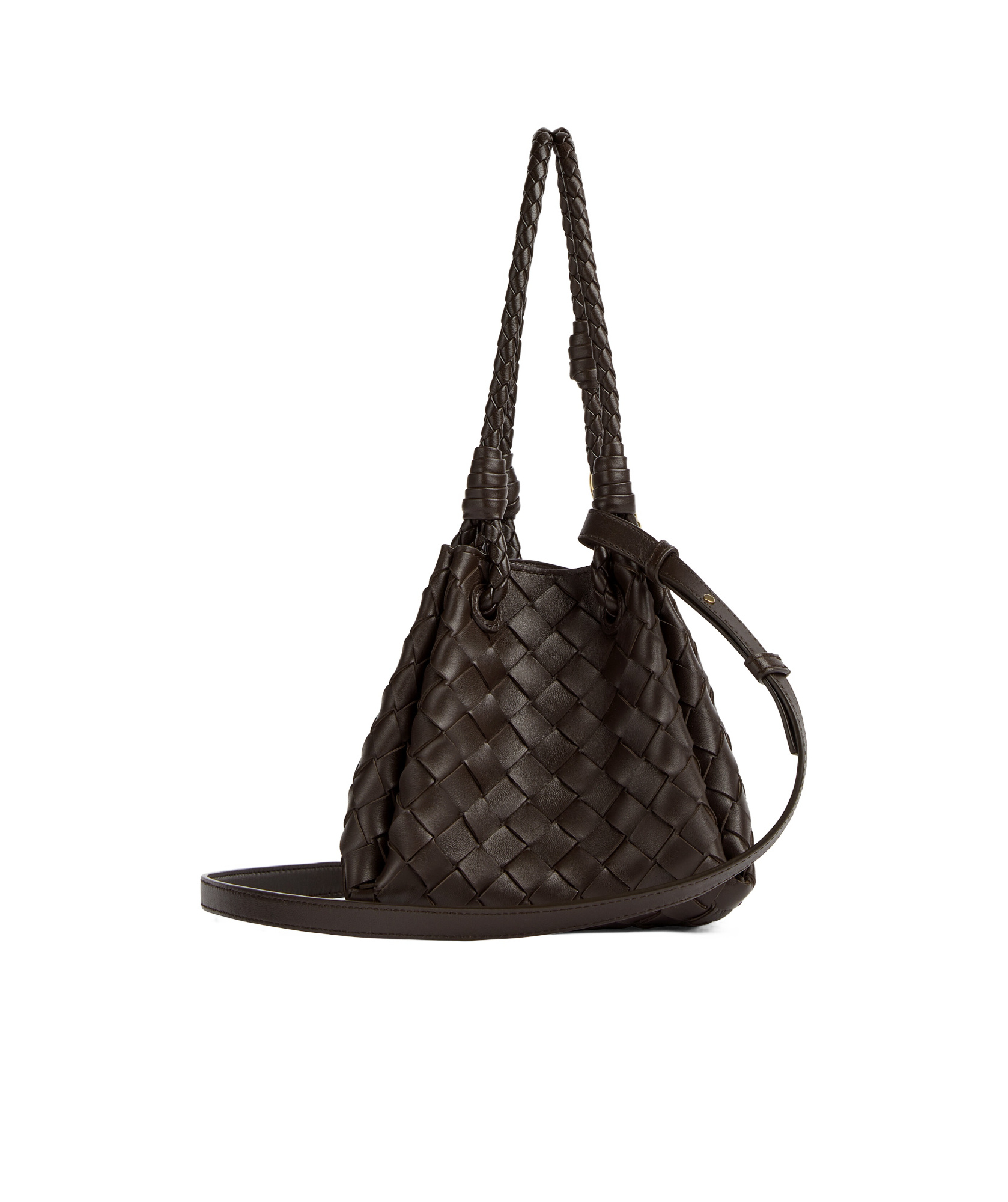 Bottega Veneta Andiamo Parachute Small Intrecciato Leather Shoulder Bag In Black
