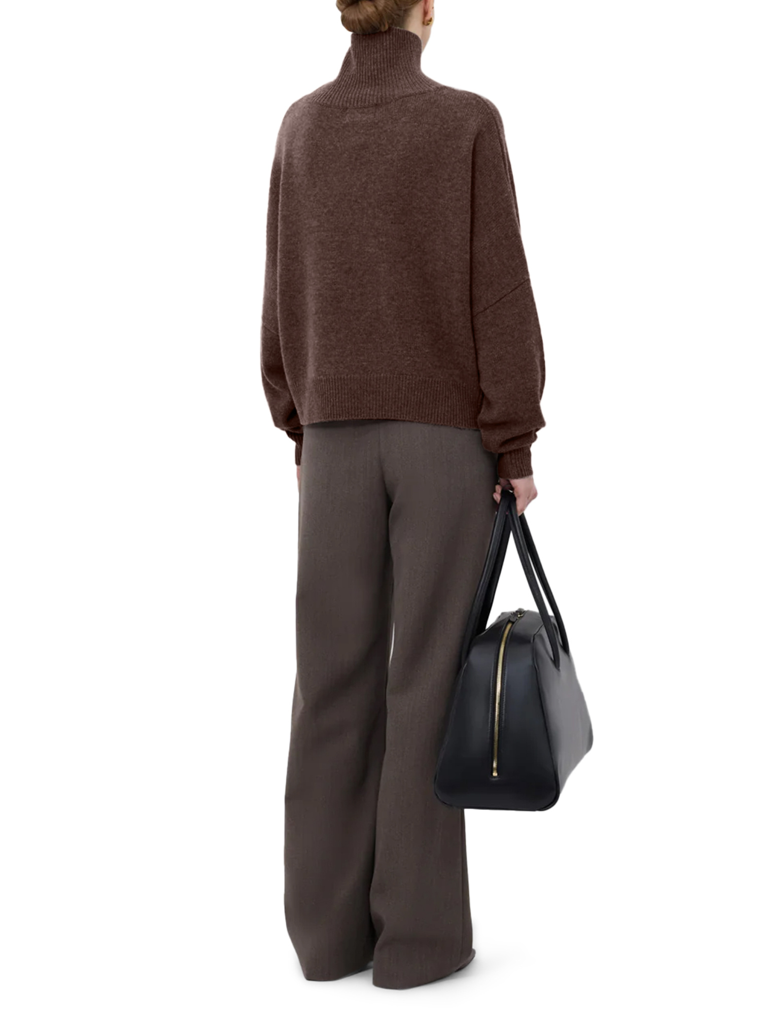 Loulou Studio High-neck Pullover Sweater In Brown