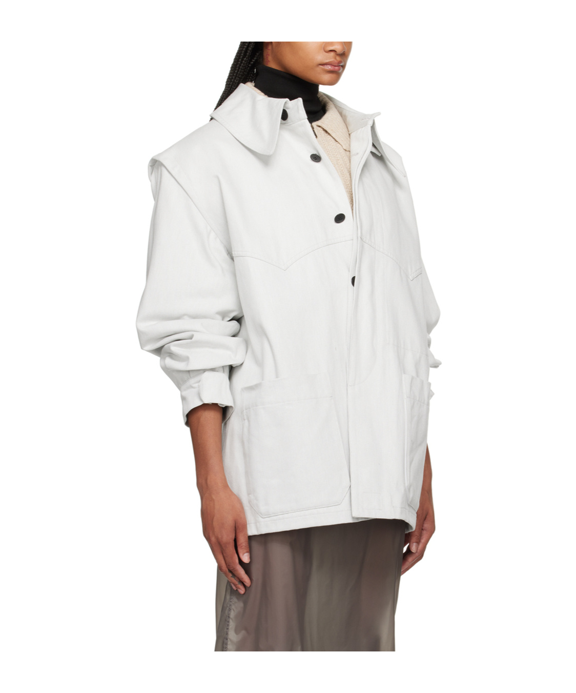 Maison Margiela Cotton Jacket With Oversize Collar In White