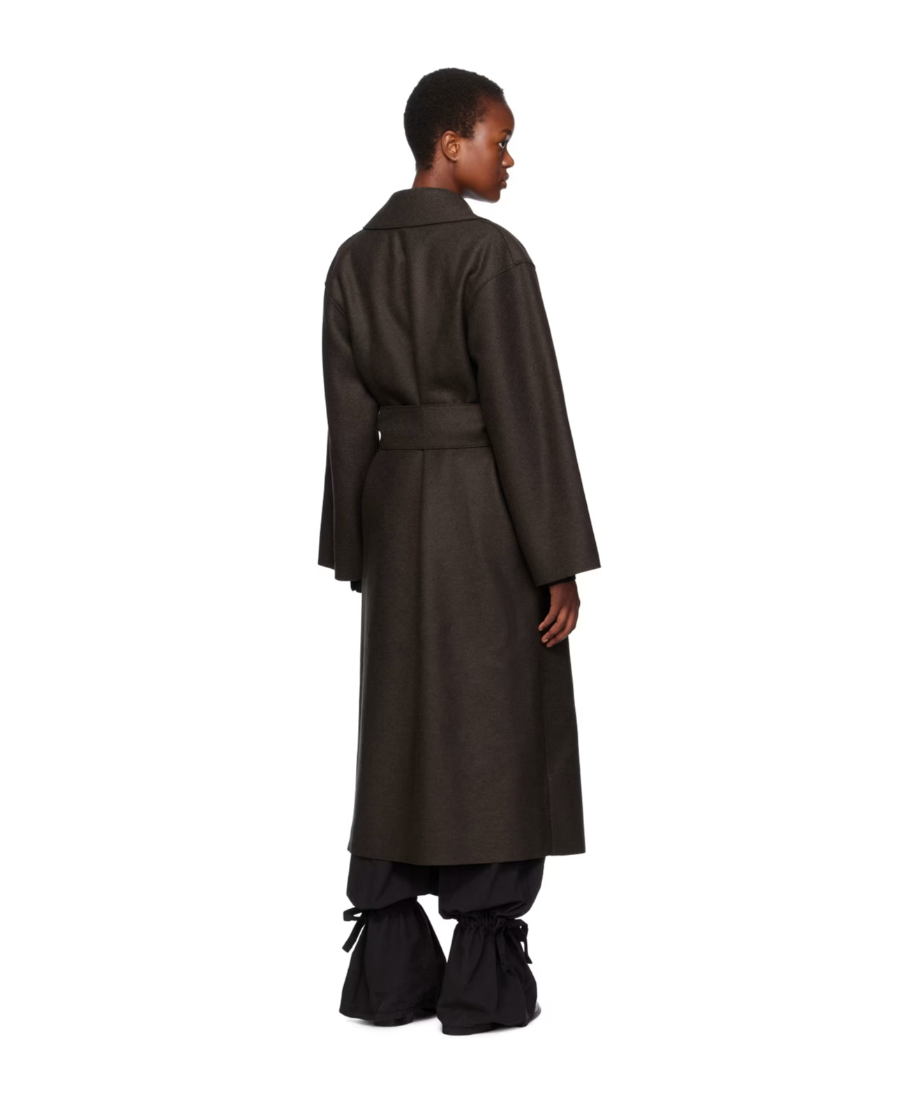 Shop Harris Wharf London Girdle Coat In Black