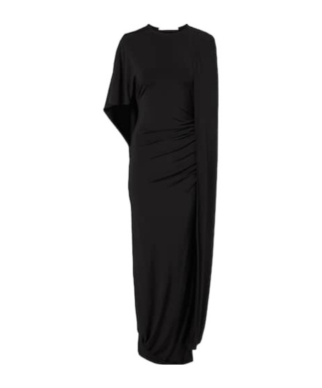 Stella Mccartney Caped Ruched Gown In Black