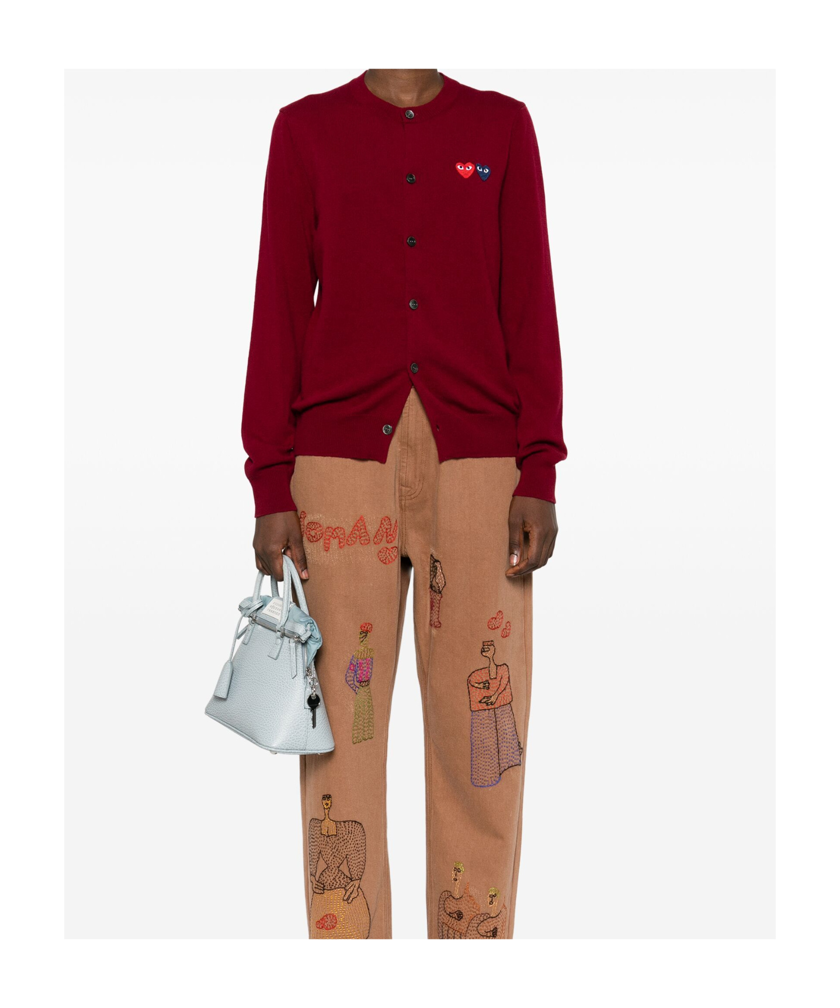 Comme Des Garçons Play Heart-patch Cardigan In Red