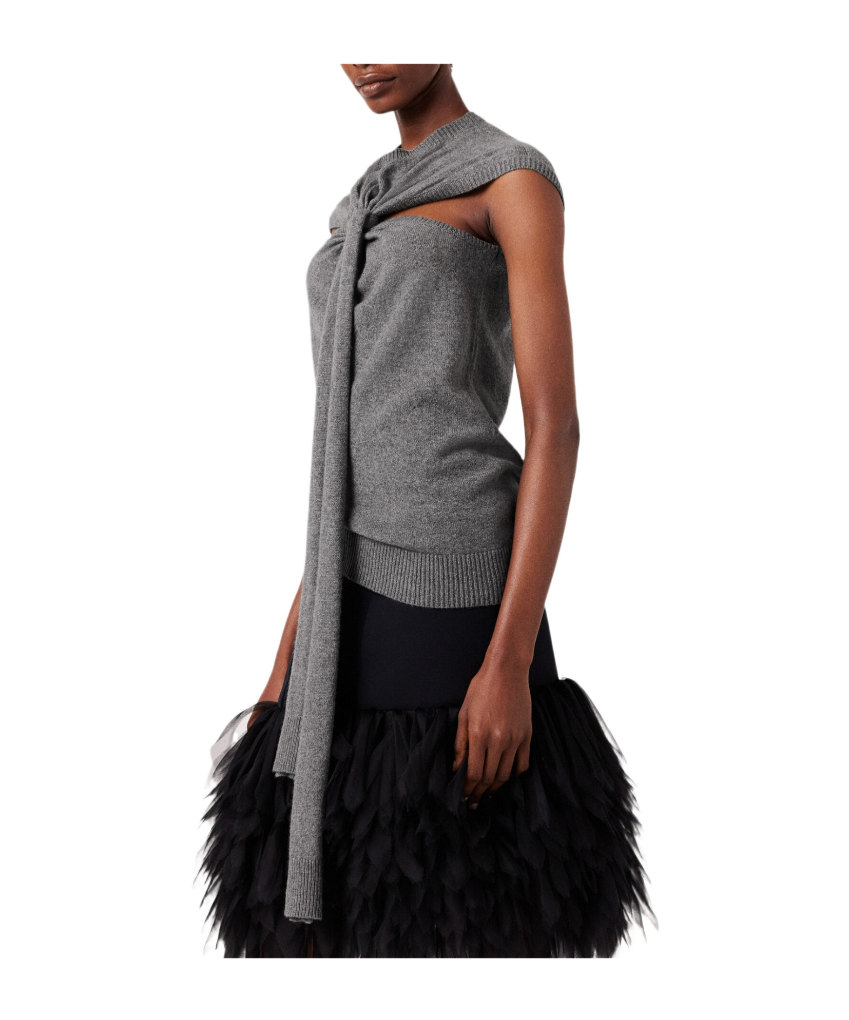 Stella Mccartney Self-tie Fastened Sleeveless Knitted Top In Black