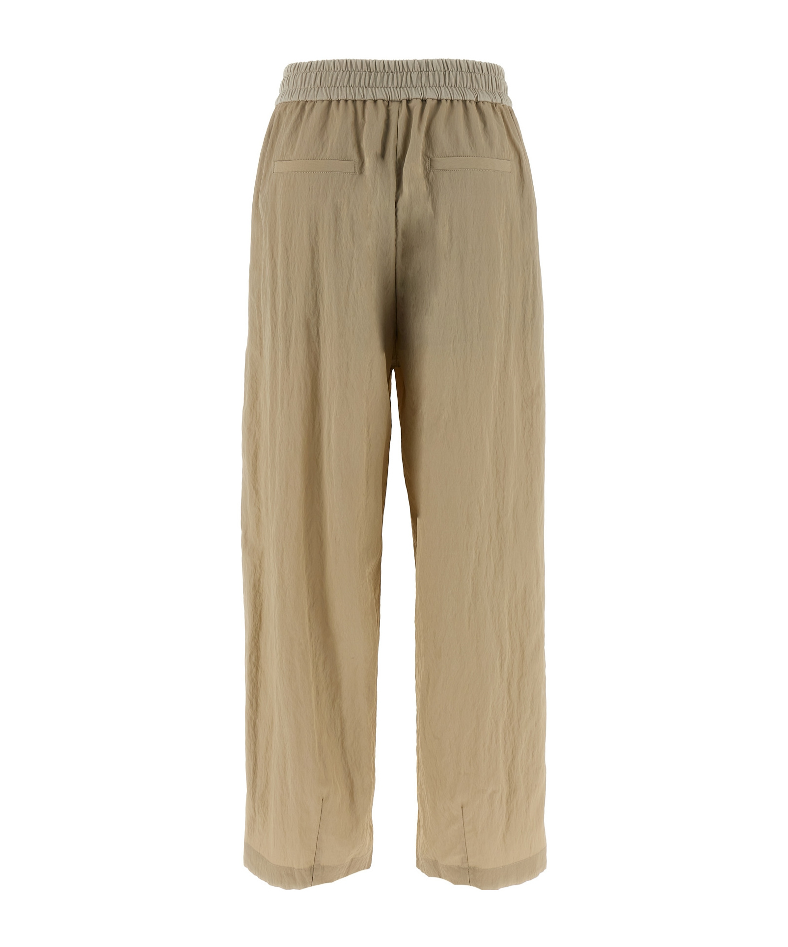 Brunello Cucinelli Wrinkled Viscose Trousers With Adjustable Drawstring In Neutral