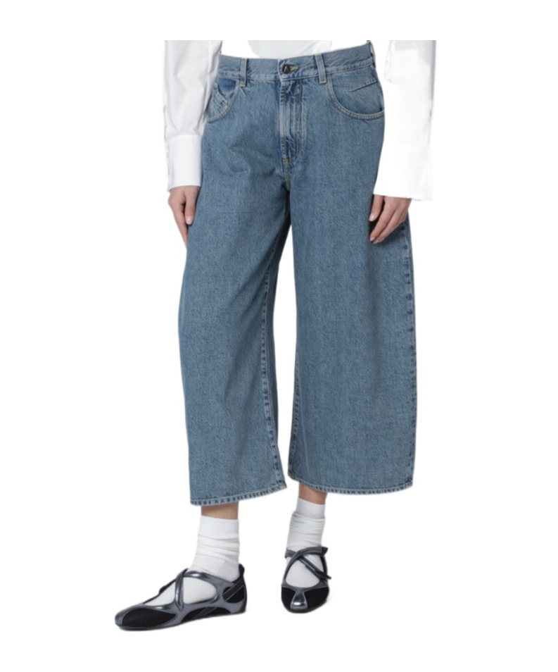 Attico Light Blue Cropped Jeans In Blue