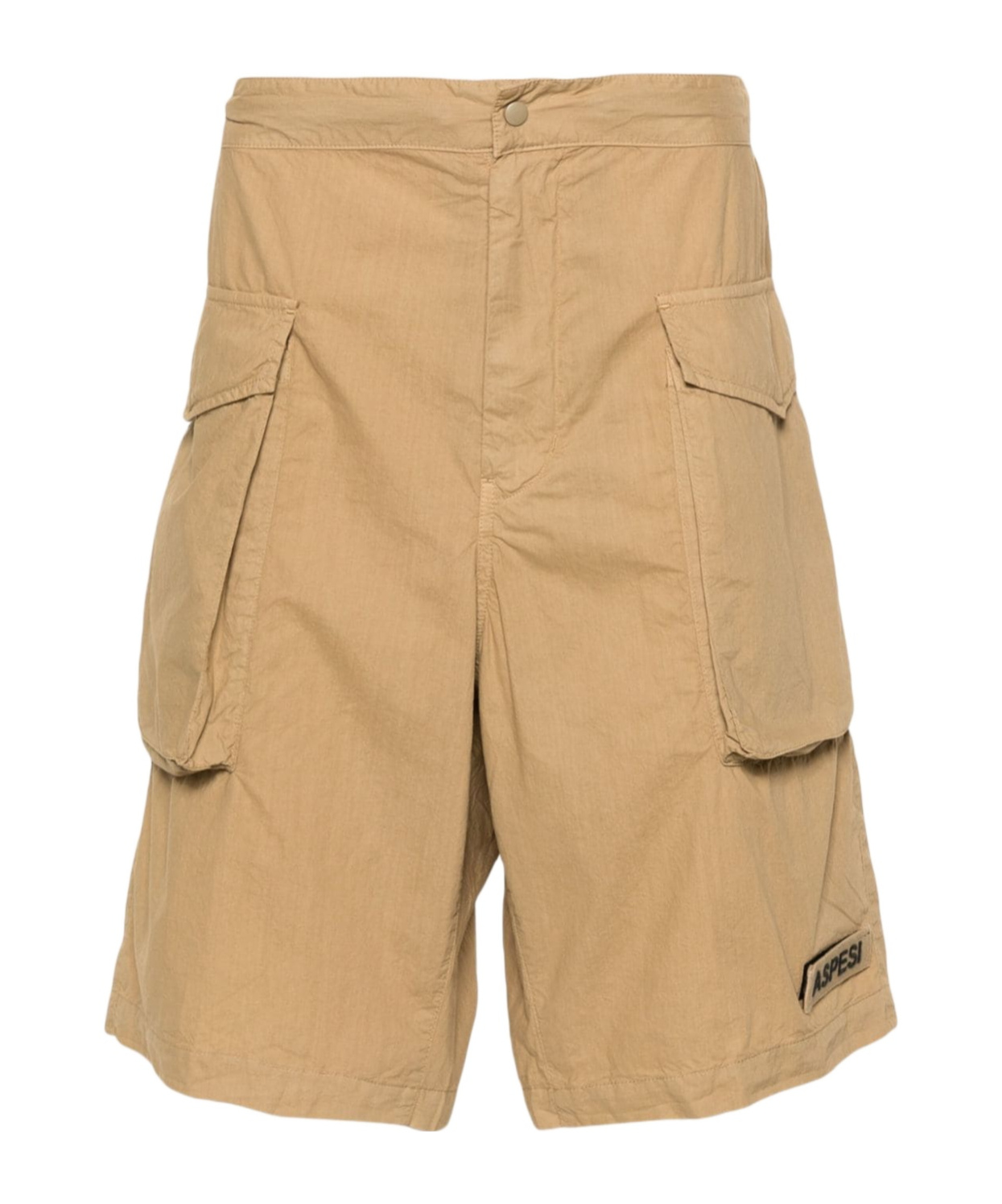 Aspesi Logo-patch Cotton Cargo Shorts In Nude