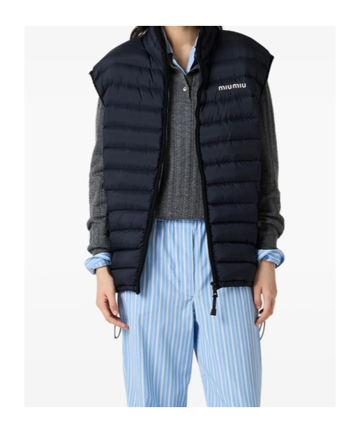 Miu Miu Lightweight Sleeveless Padded Jacket In Blue