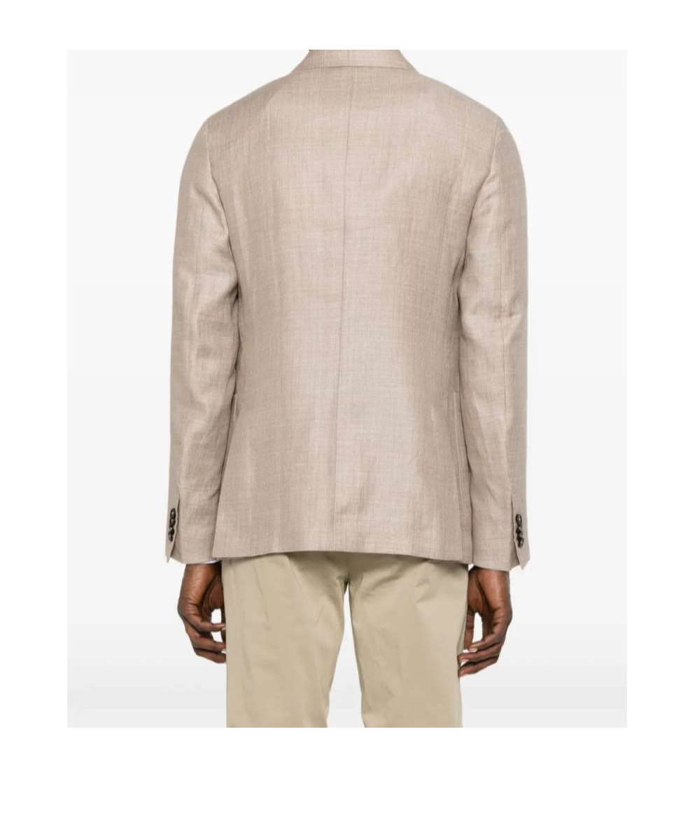 Zegna Long-sleeved Suit Jacket In Brown
