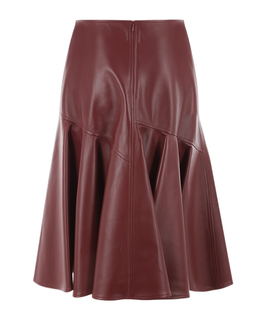 Bottega Veneta Gathered Leather Midi Skirt In Red