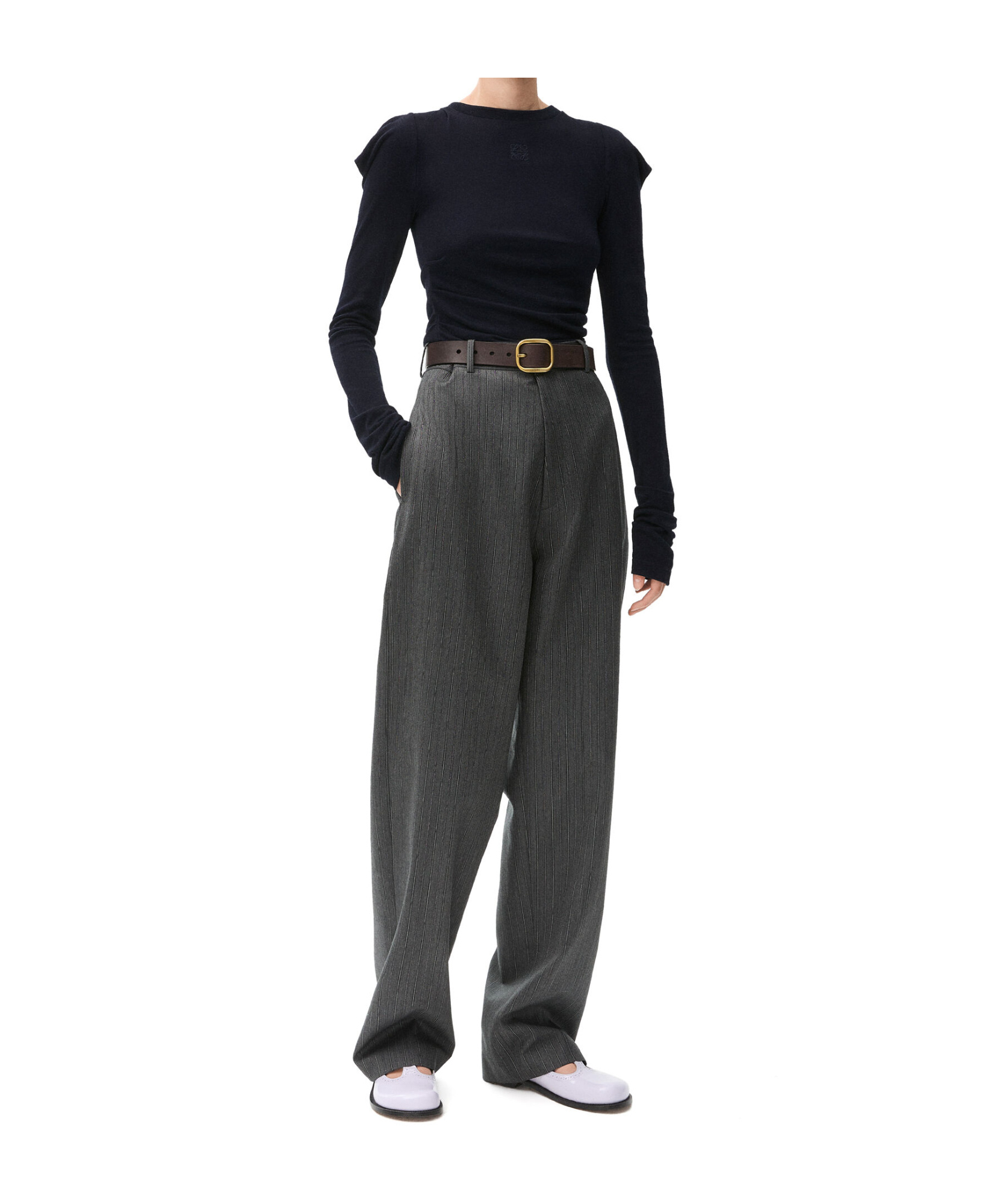 Loewe Long Sleeve Top In Viscose And Silk In Black