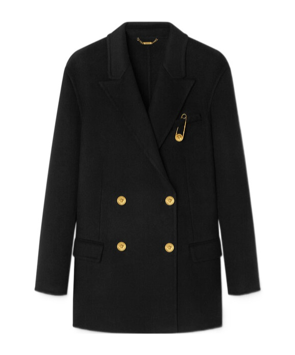 Versace Double-breasted Cachemire Blend Jacket In Black