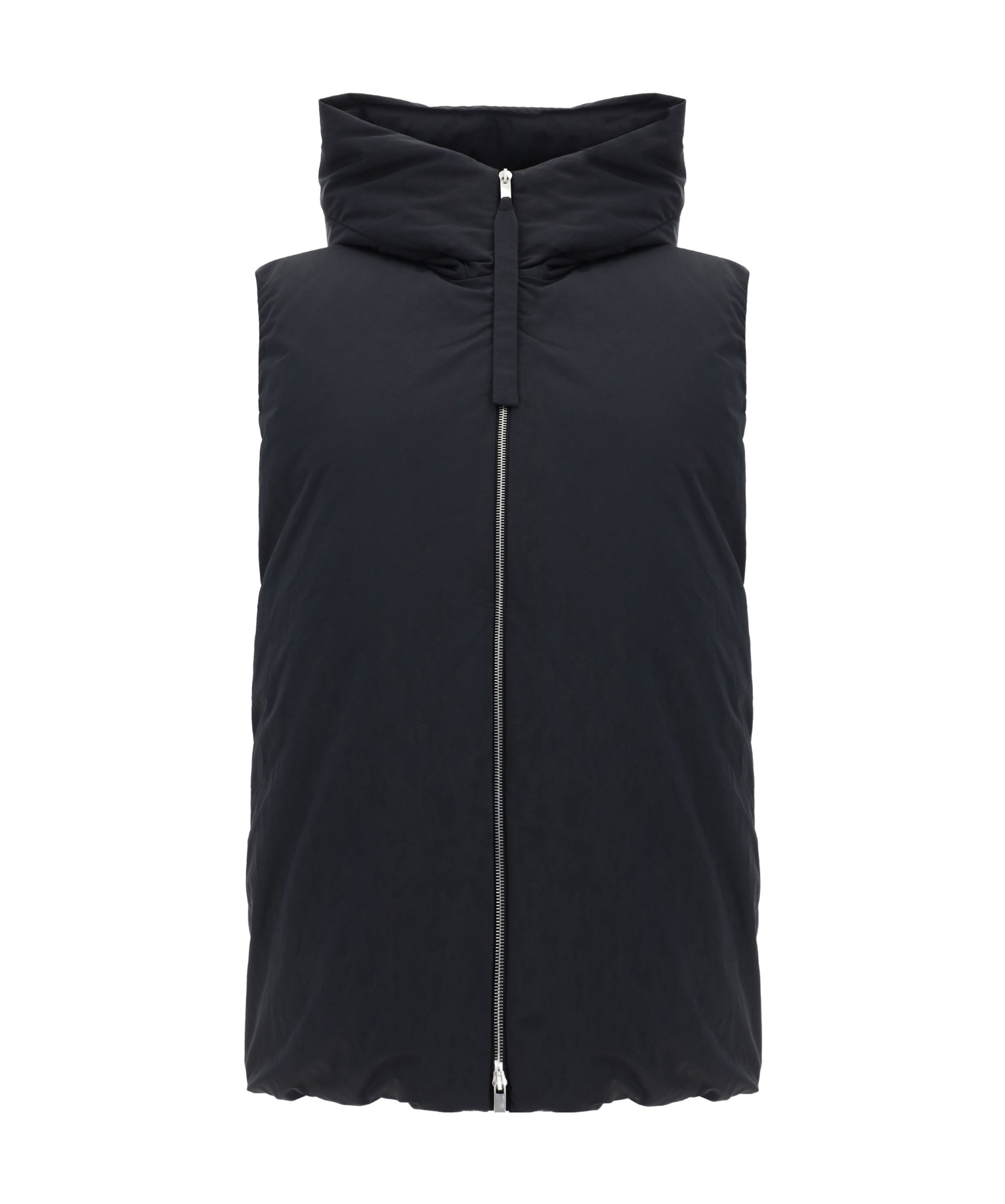 Jil Sander Hooded Padded Quilted Sleeveless Vest In Black