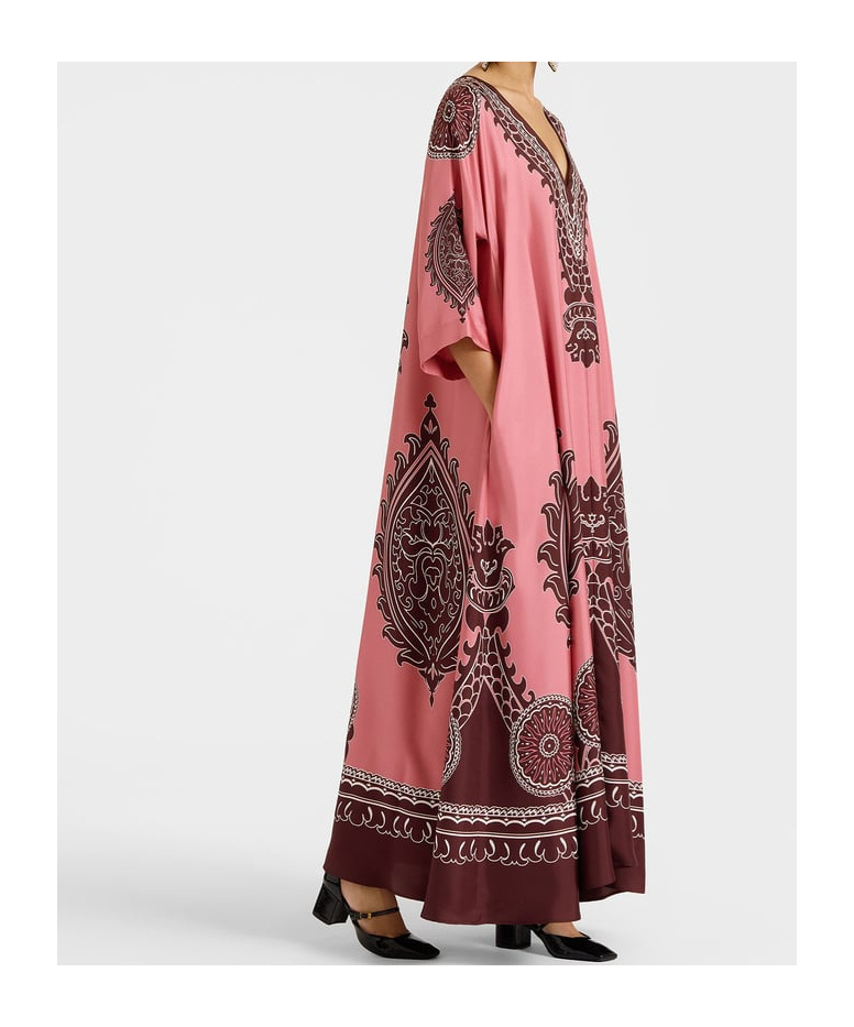 La Doublej La Double J Muumuu Printed Silk-satin Maxi Dress In Multicolor
