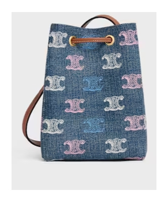 Celine Micro Sailor In Denim With Triomphe All Over In Blue