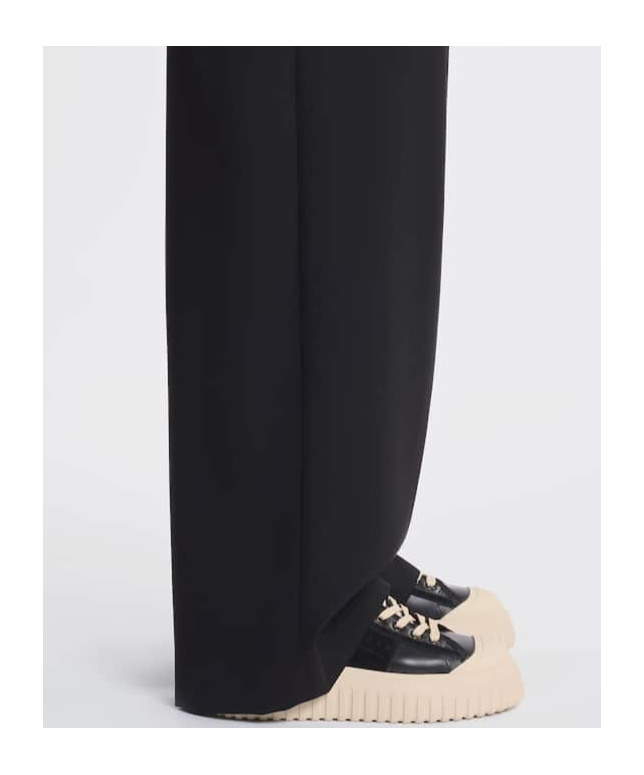 Hogan Leather And Suede Sneakers With Contrasting Sole In Black