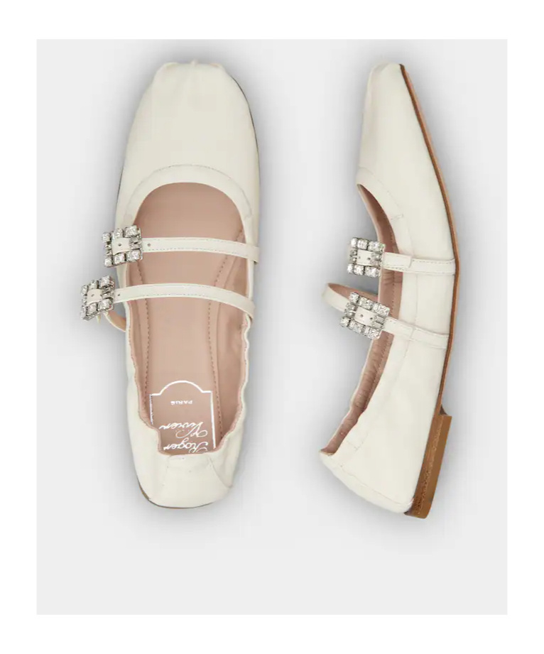 Roger Vivier "nappa Ballet Flats With Strass Buck In White