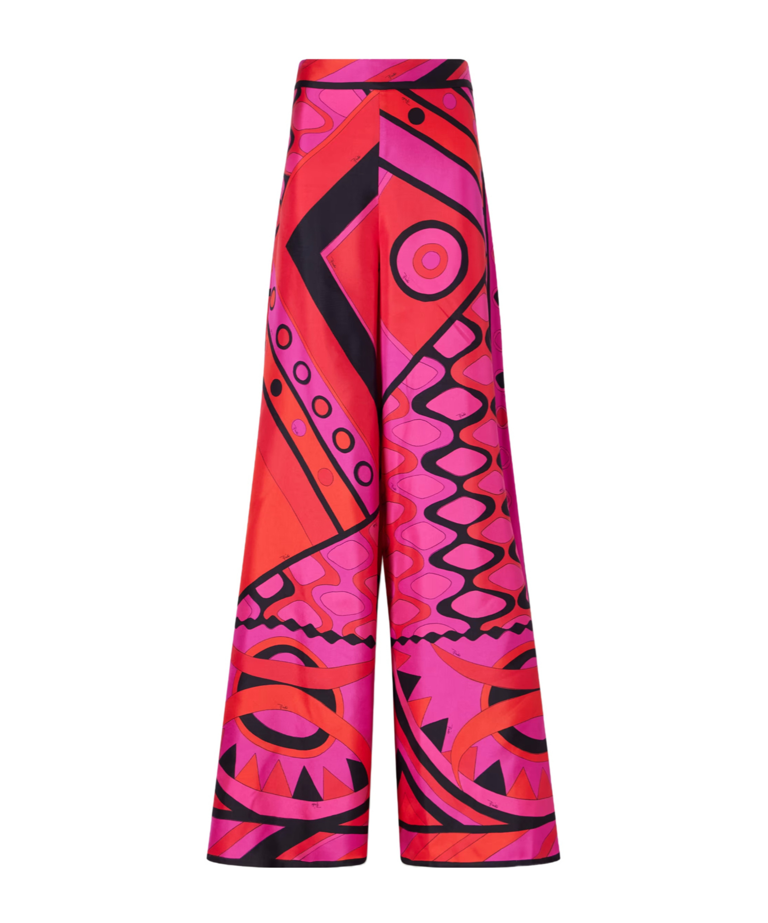Pucci Redpink Geometric Wideleg Trousers In Multi