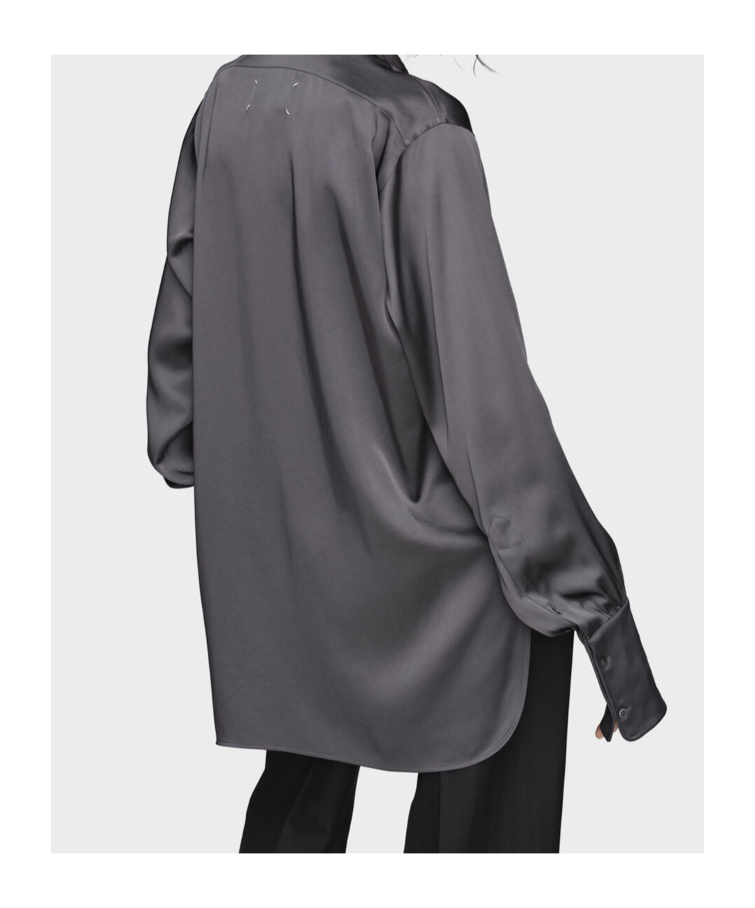 Maison Margiela Long-sleeved Satin Shirt In Gray