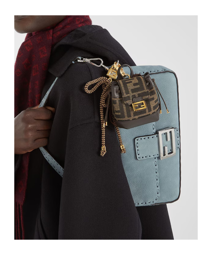 Fendi Nano Backpack Patterned Charm In Brown