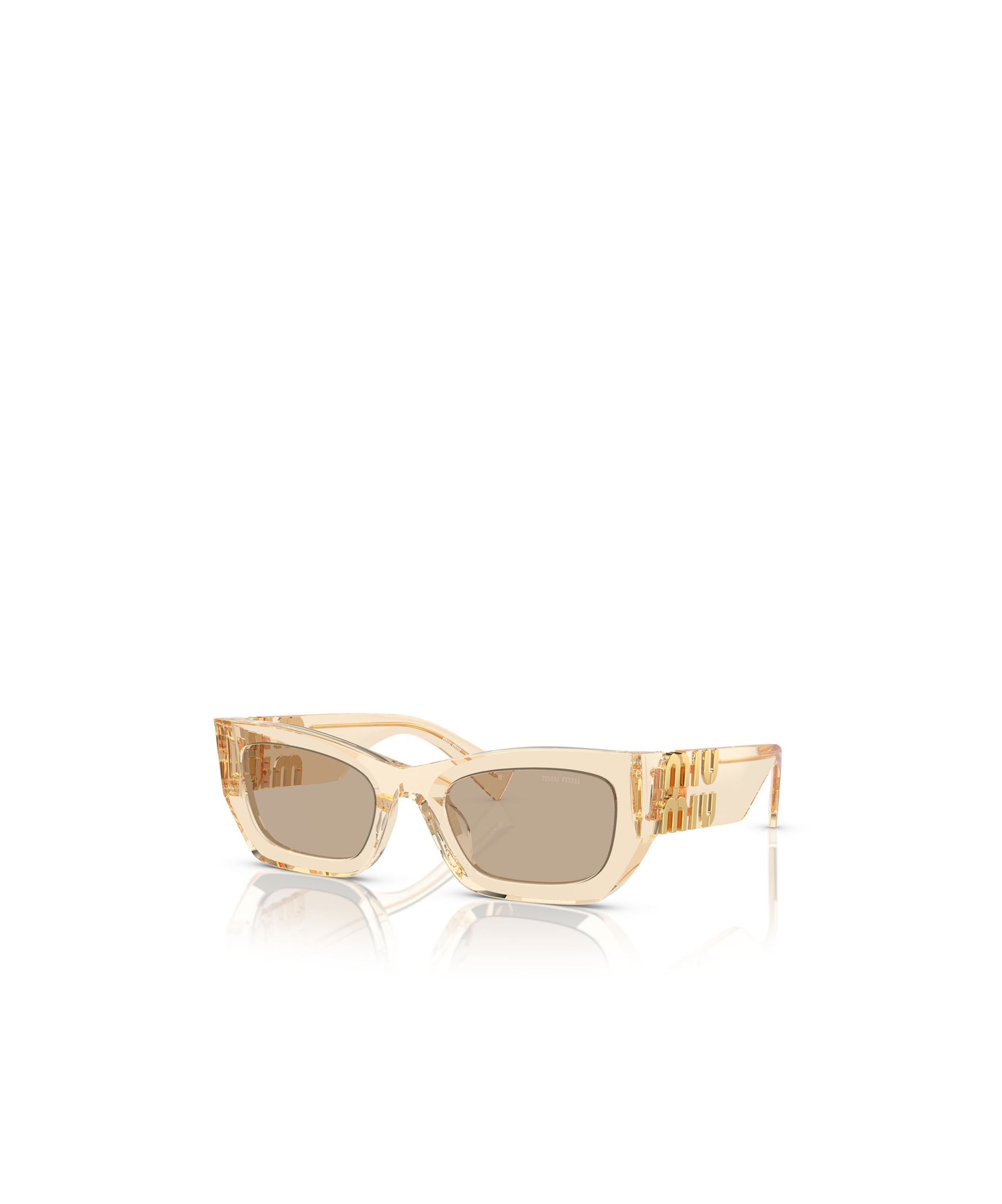 Miu Miu Logo-lettering Square-frame Sunglasses In Nude