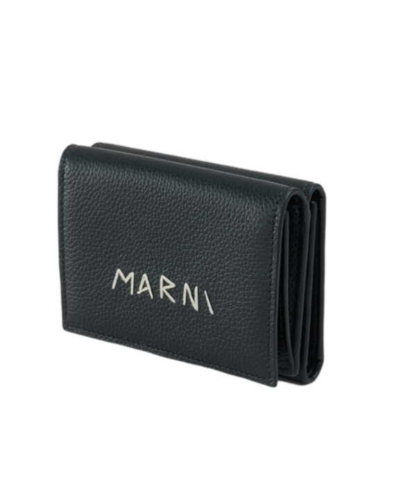 Marni Textured Wallet With Logo Detail In Black
