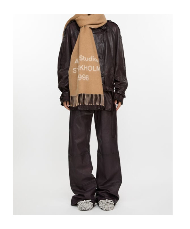 Acne Studios Logo Jacquard Scarf In Nude
