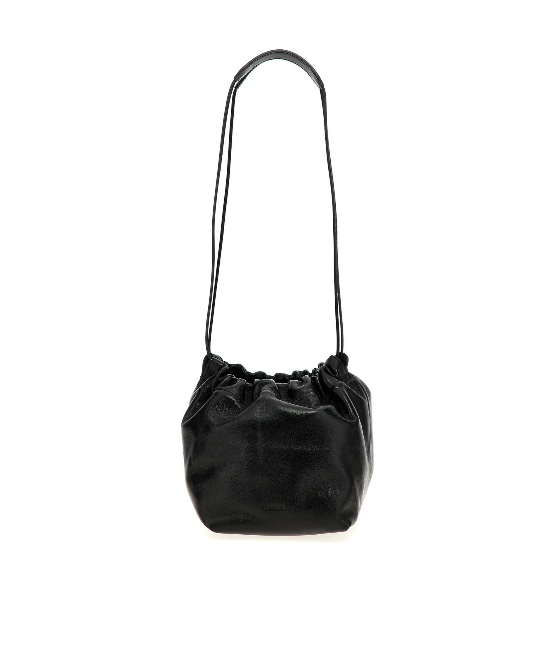 Jil Sander Dumpling Leather Bucket Bag In Black
