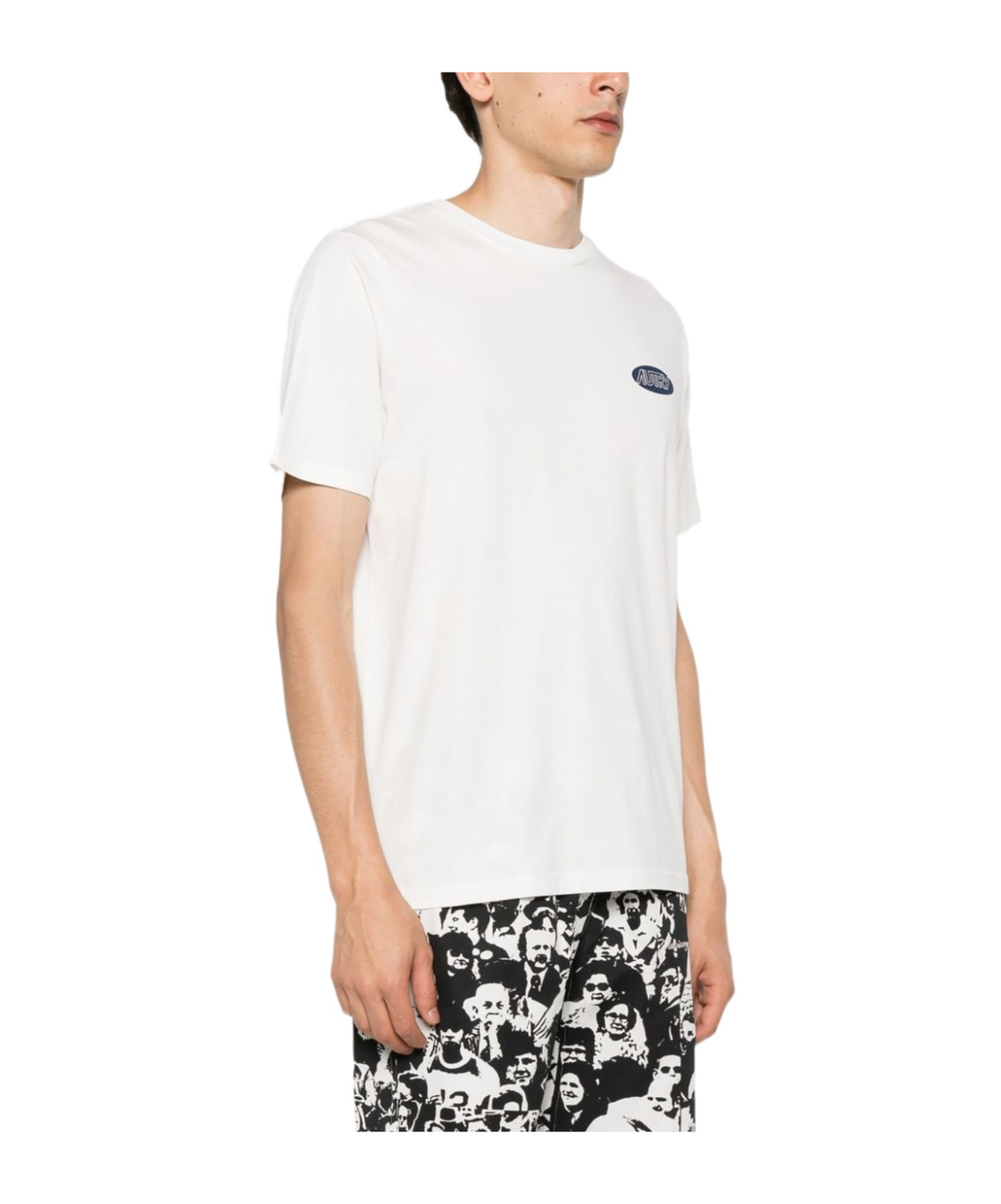 Shop Autry Logo-stamp Cotton T-shirt In White