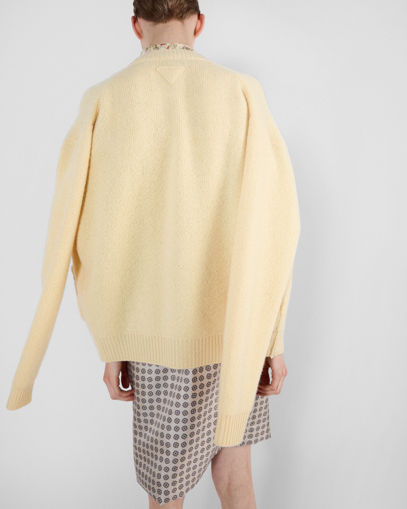 Prada Multiple-pockets Cashmere Cardigan In Nude