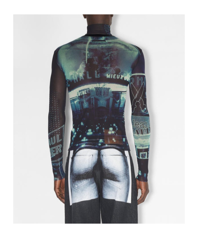 Jean Paul Gaultier Pigalle-print Mesh T-shirt In Black