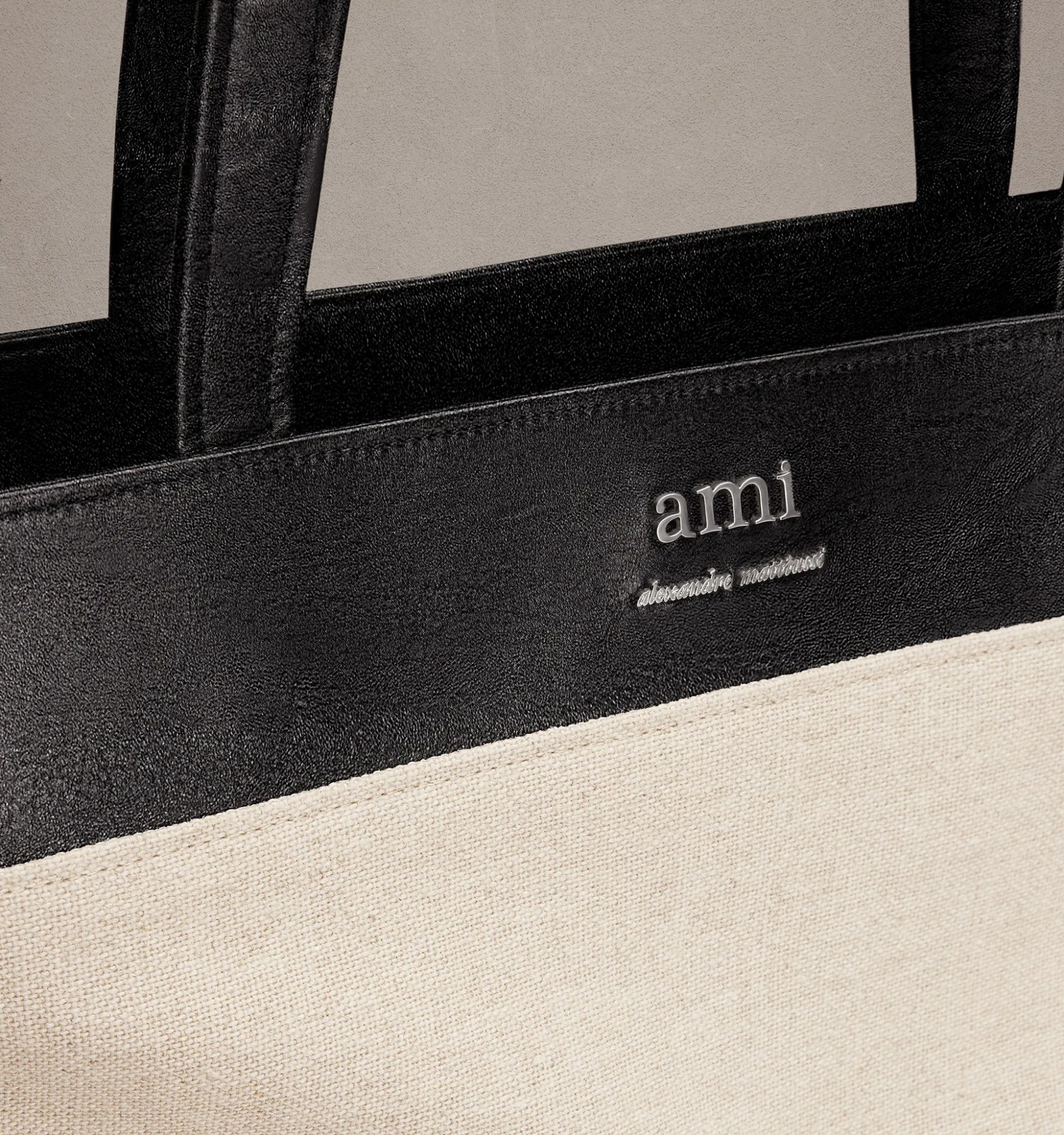 Shop Ami Alexandre Mattiussi Ami Logo Plaque Tote Bag In Nude
