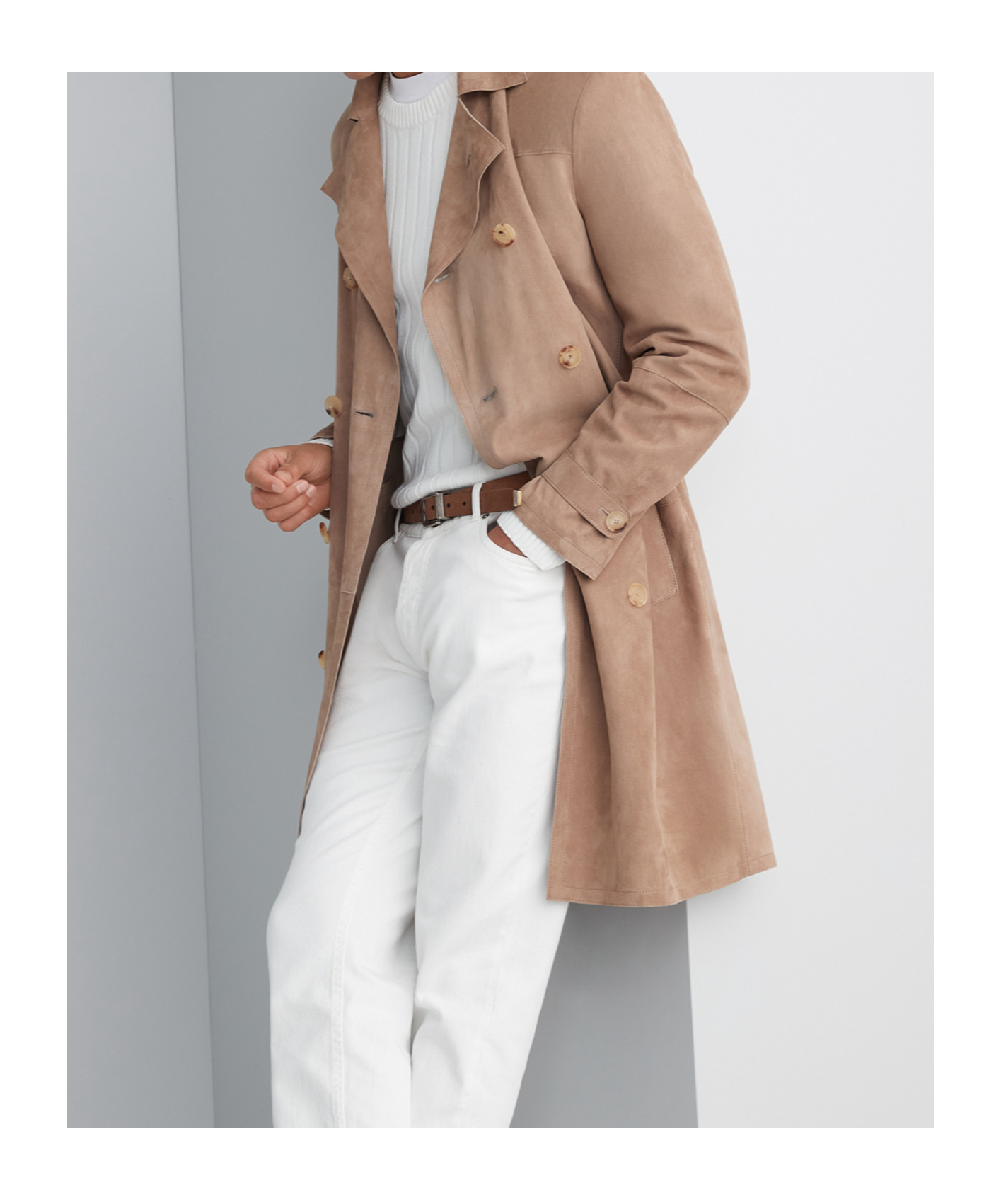 Brunello Cucinelli Double-breasted Lamb Leather Coat In Brown