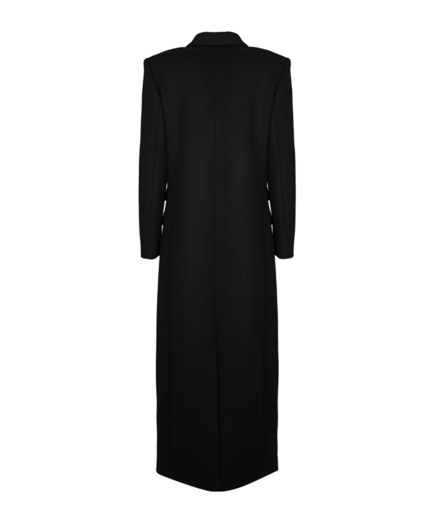Elisabetta Franchi Long Double-breasted Coat With Gold Buttons In Black