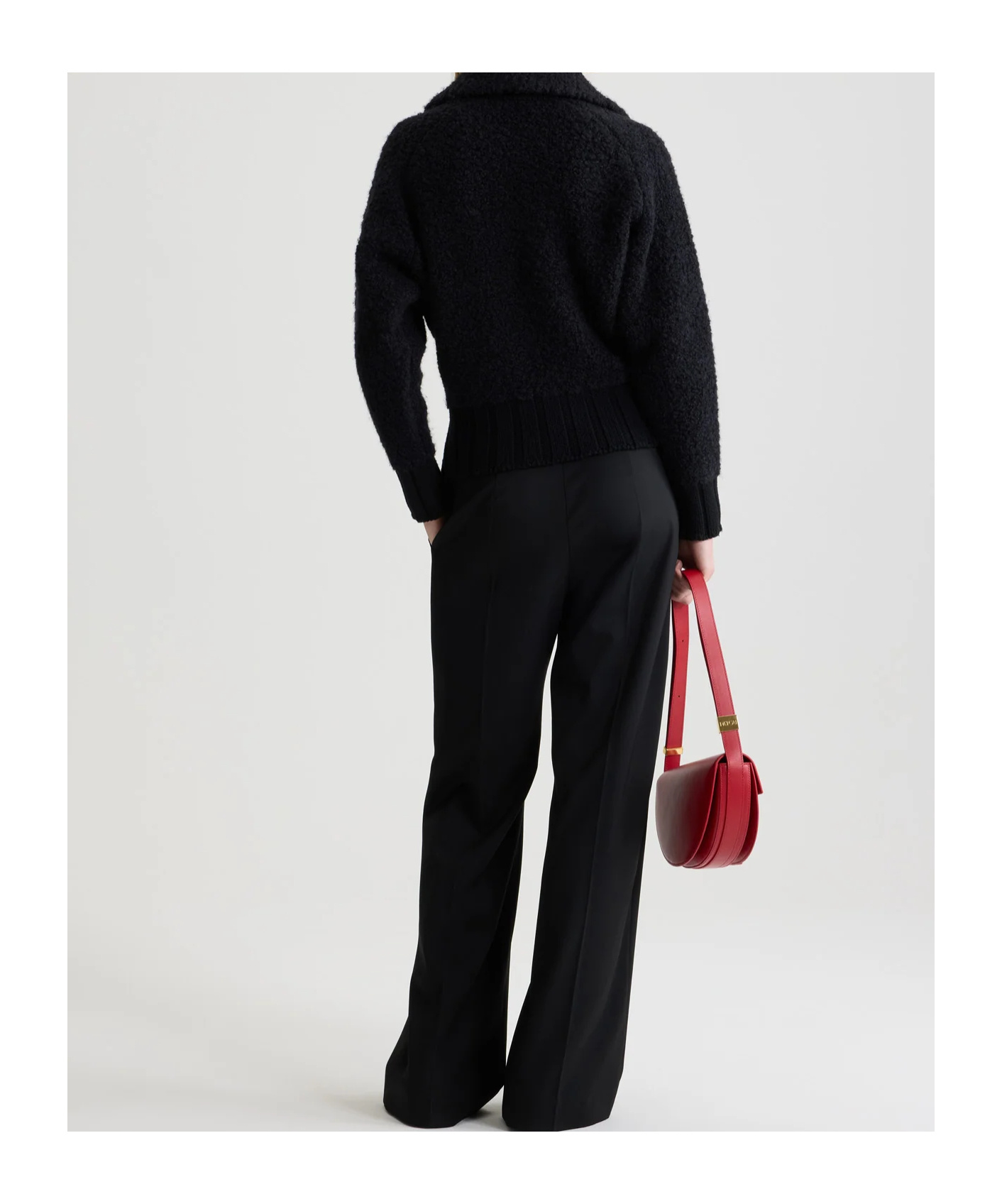 Patou Textured Fabric Jacket High Collar In Black