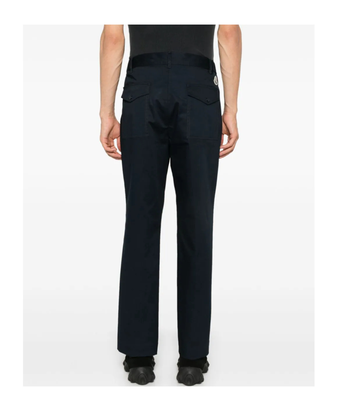 Moncler Logo Patch Slim Fit Trousers In Blue
