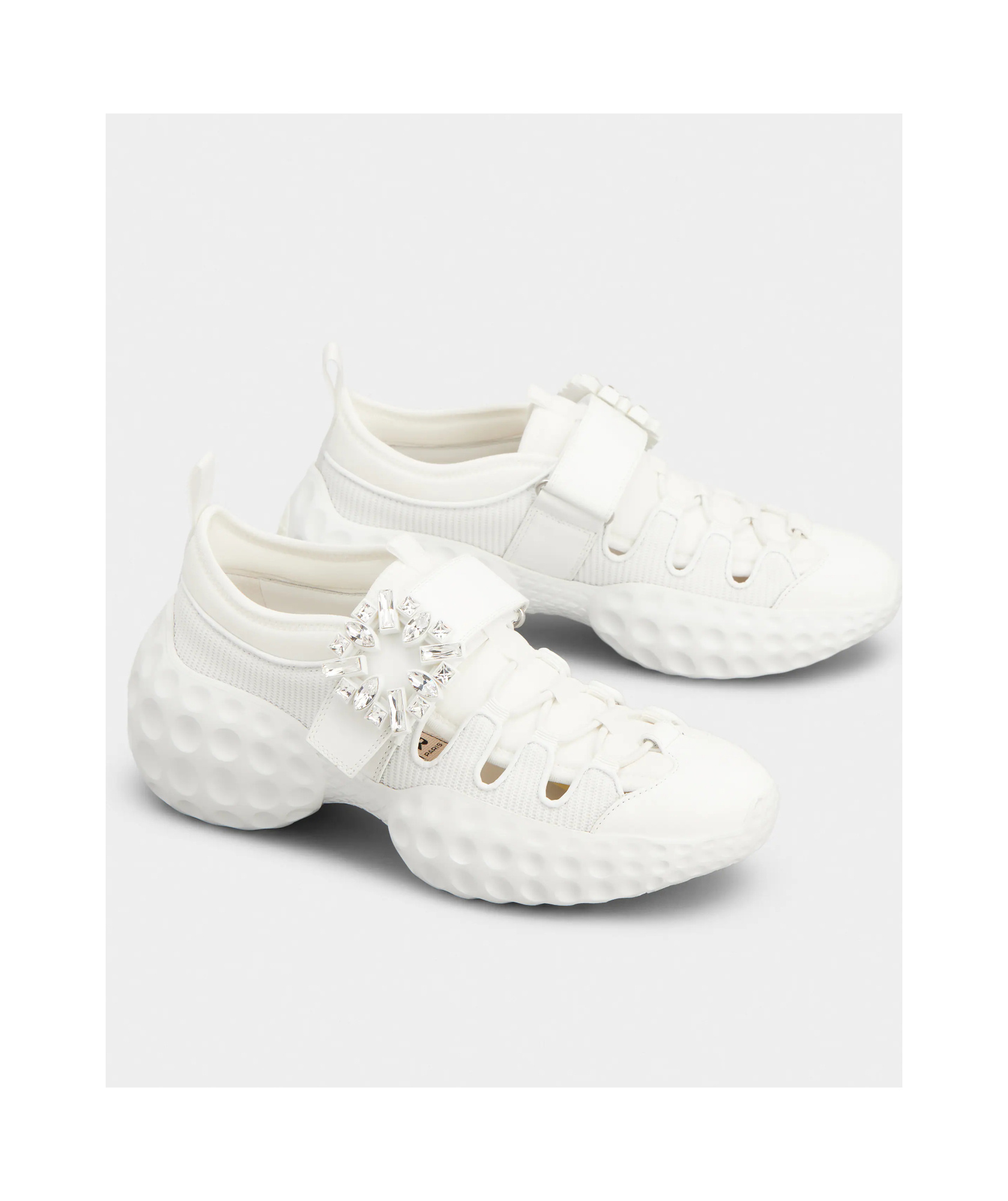 Shop Roger Vivier Viv' Run Light Sneakers In Fabric In White