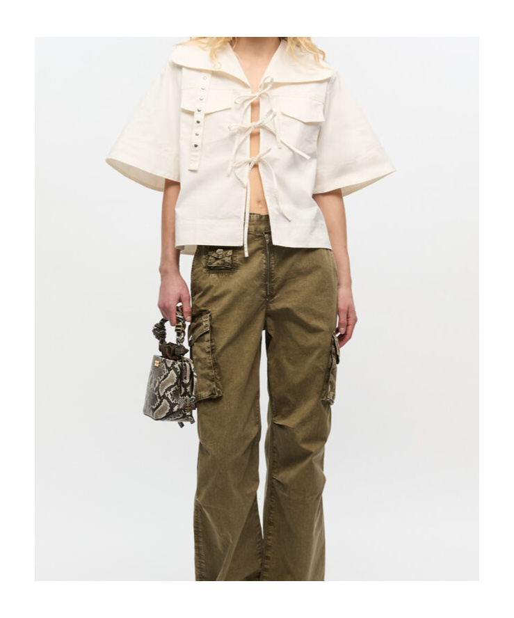 Ganni Off-white Stretch Cotton Blouse