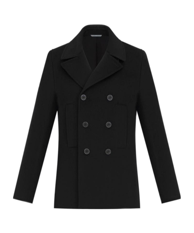 Dior Double-breasted Cashmere Coat In Black