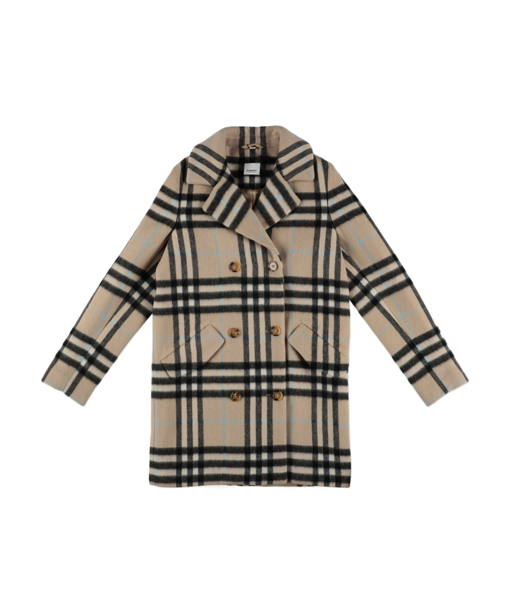 Burberry Check Pattern Tailored Coat In Nude