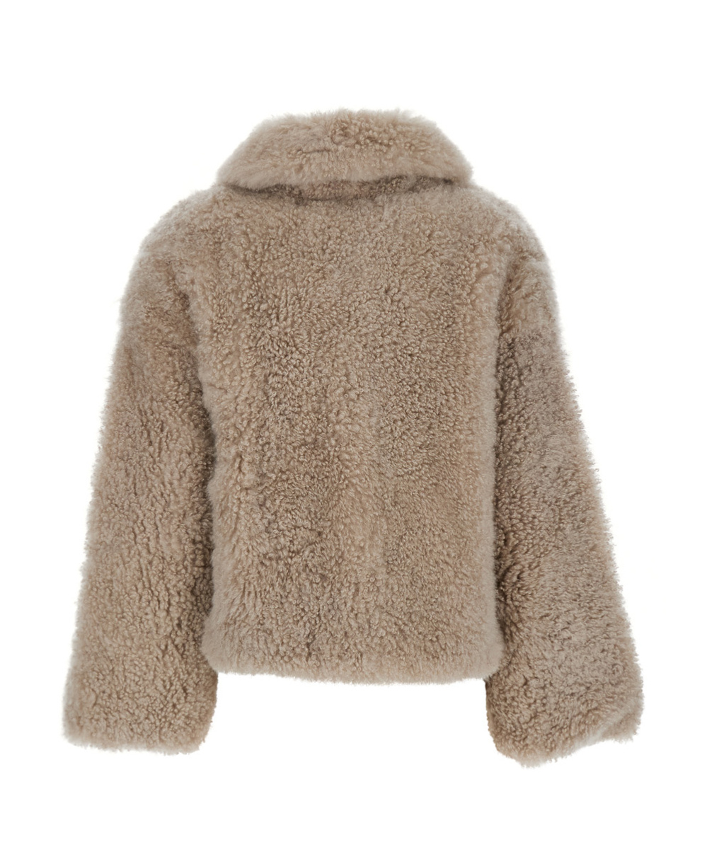 Yves Salomon Beige Fur Jacket With Spread Collar And Front Concealed Closure In Fur Woman In Neutral