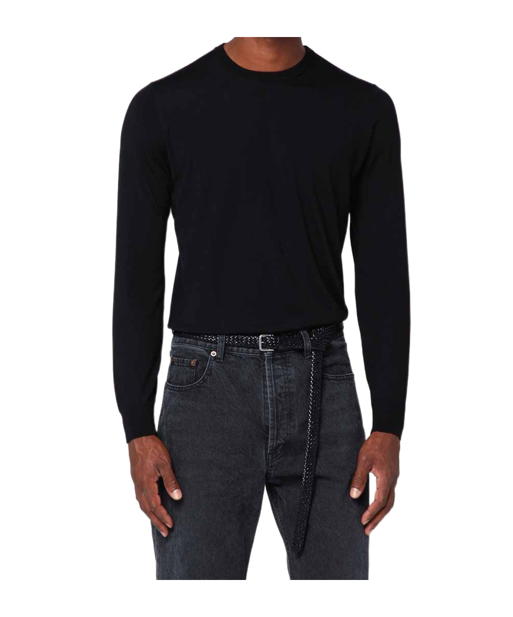 Drumohr Round-neck Long-sleeve Sweater In Black