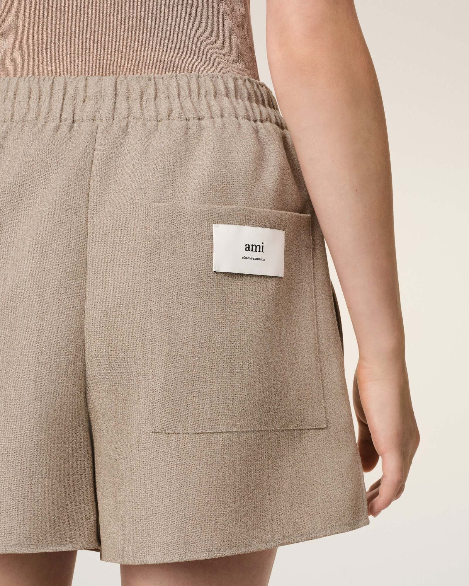 Ami Alexandre Mattiussi Wool Stretch Shorts In Ginger
