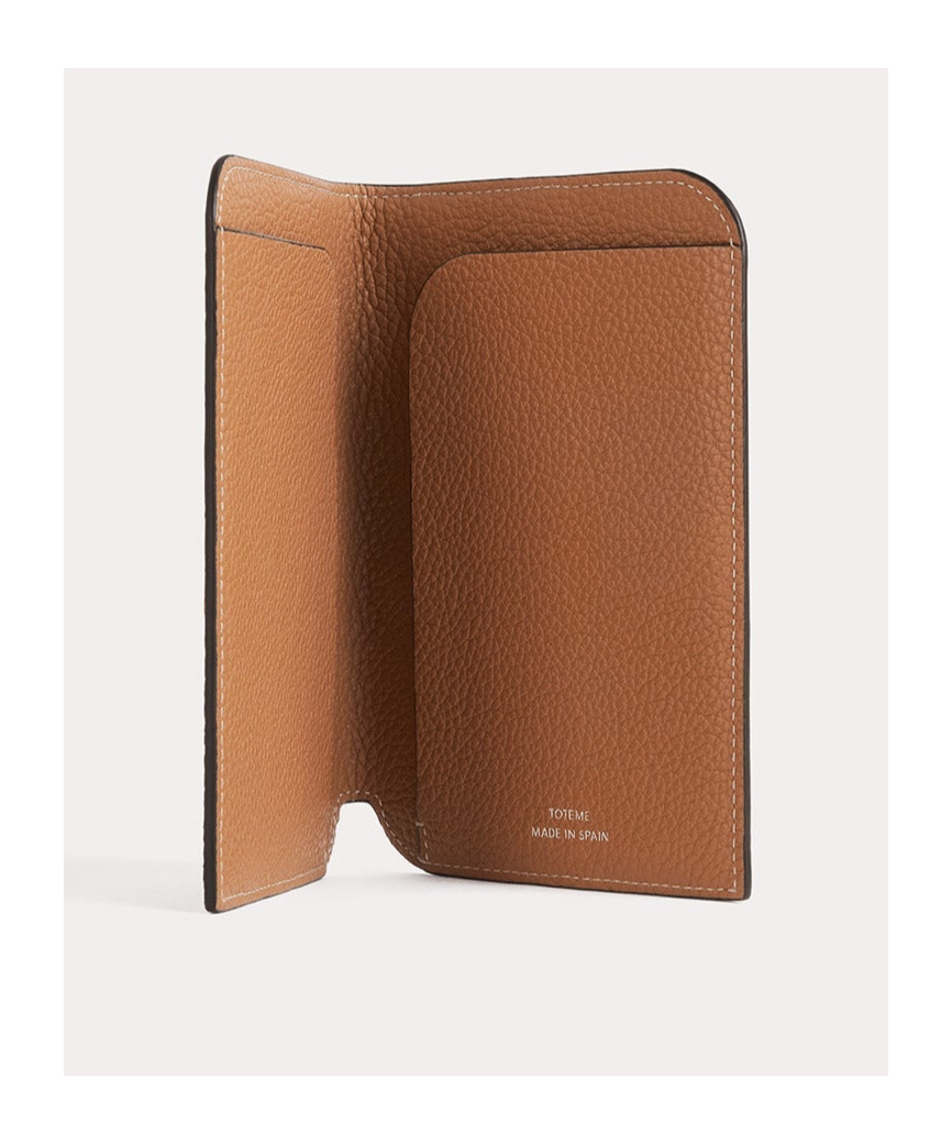 Totême Monogram Leather Passport Holder In Brown