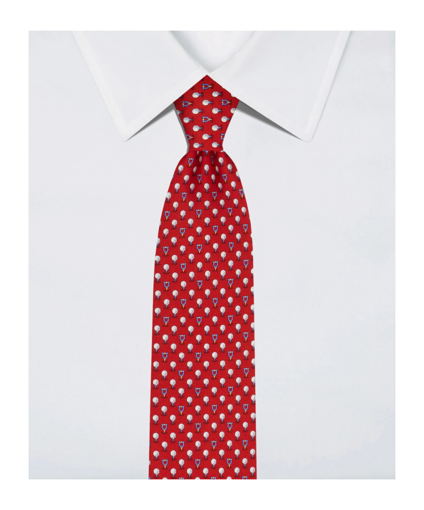 Ferragamo Silk Tie With Golf And Gancini