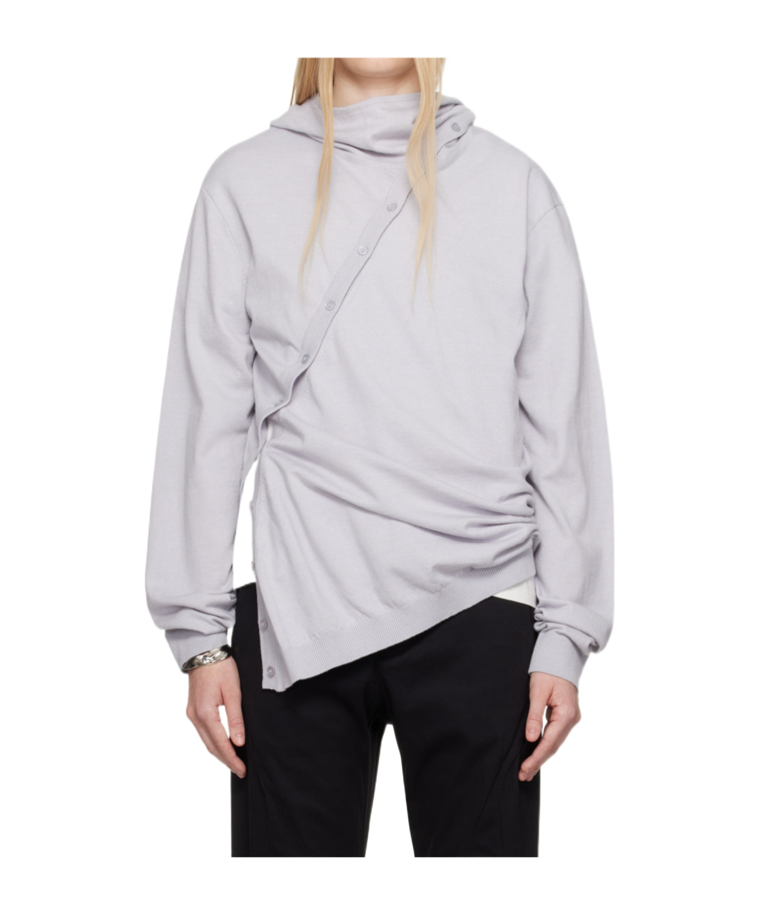 Post Archive Faction (paf) Gray 8.0 Center Knit Hoodie In Gray