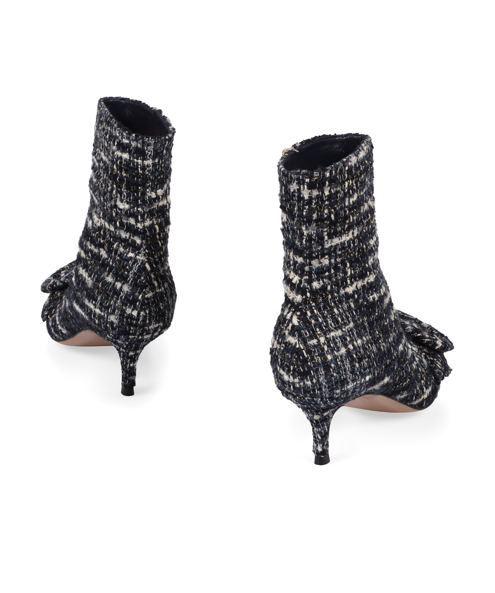 Shop Gianvito Rossi Pointed Toe Tweed Ankle Boots In Black