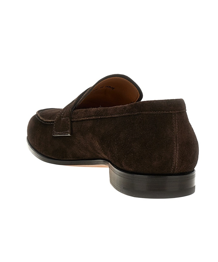 Church's Round Toe Suede Loafers With Penny Strap In Brown