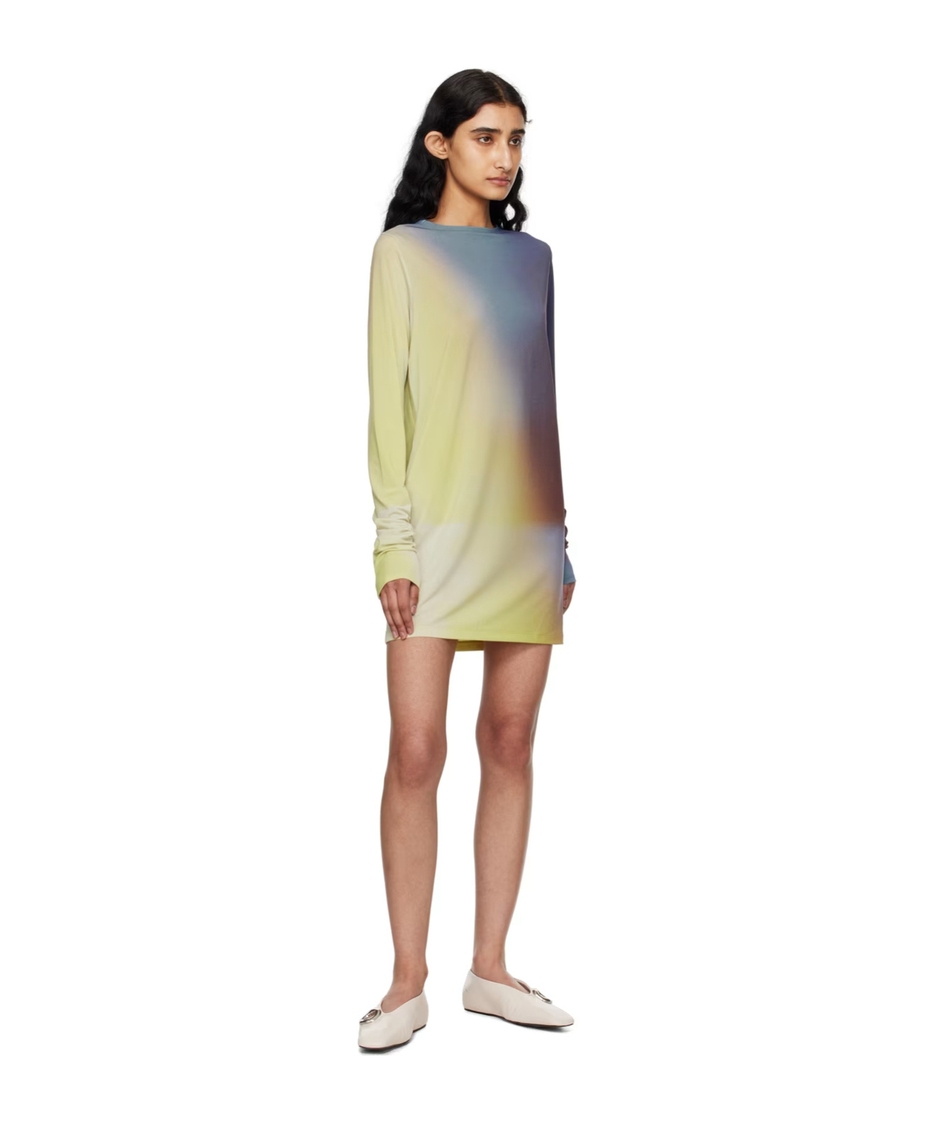 Issey Miyake Gradient Pattern Dress In Nude