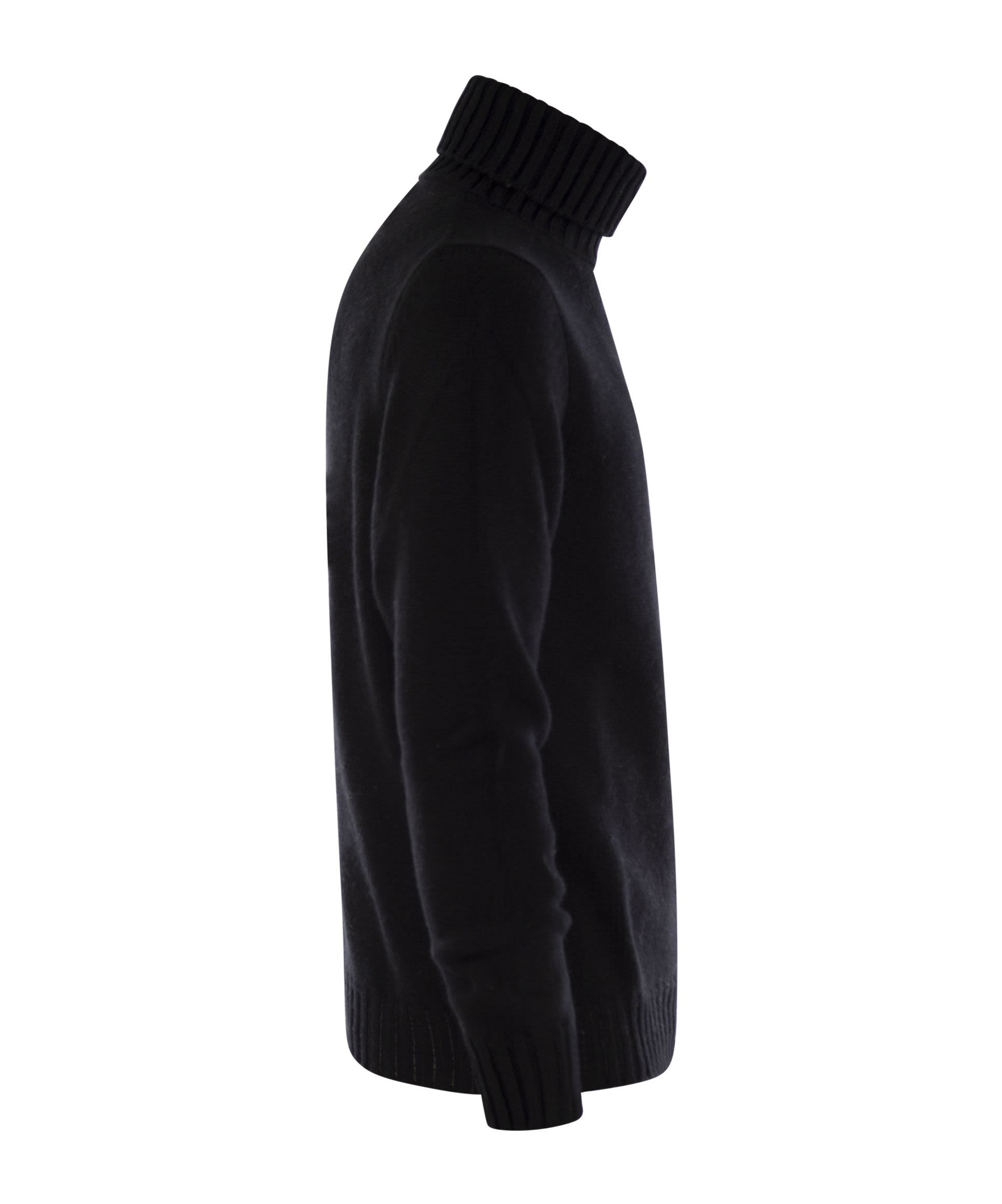 Fedeli Wool And Cashmere Turtleneck Jumper In Black